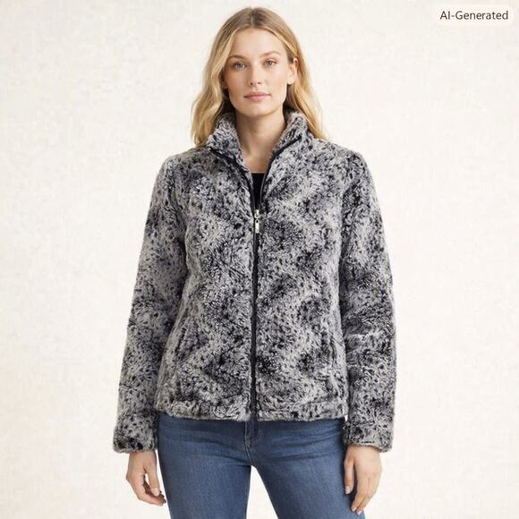 Alfred Dunner Jackets & Blazers - Alfred Dunner Soft Classic Faux Fur Jacket Grey Size 10P